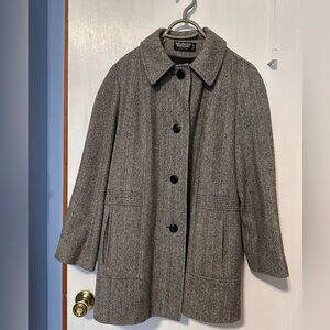 Women’s Classic A-Line, Gray Winter Wool Coat, Size M (8-10)